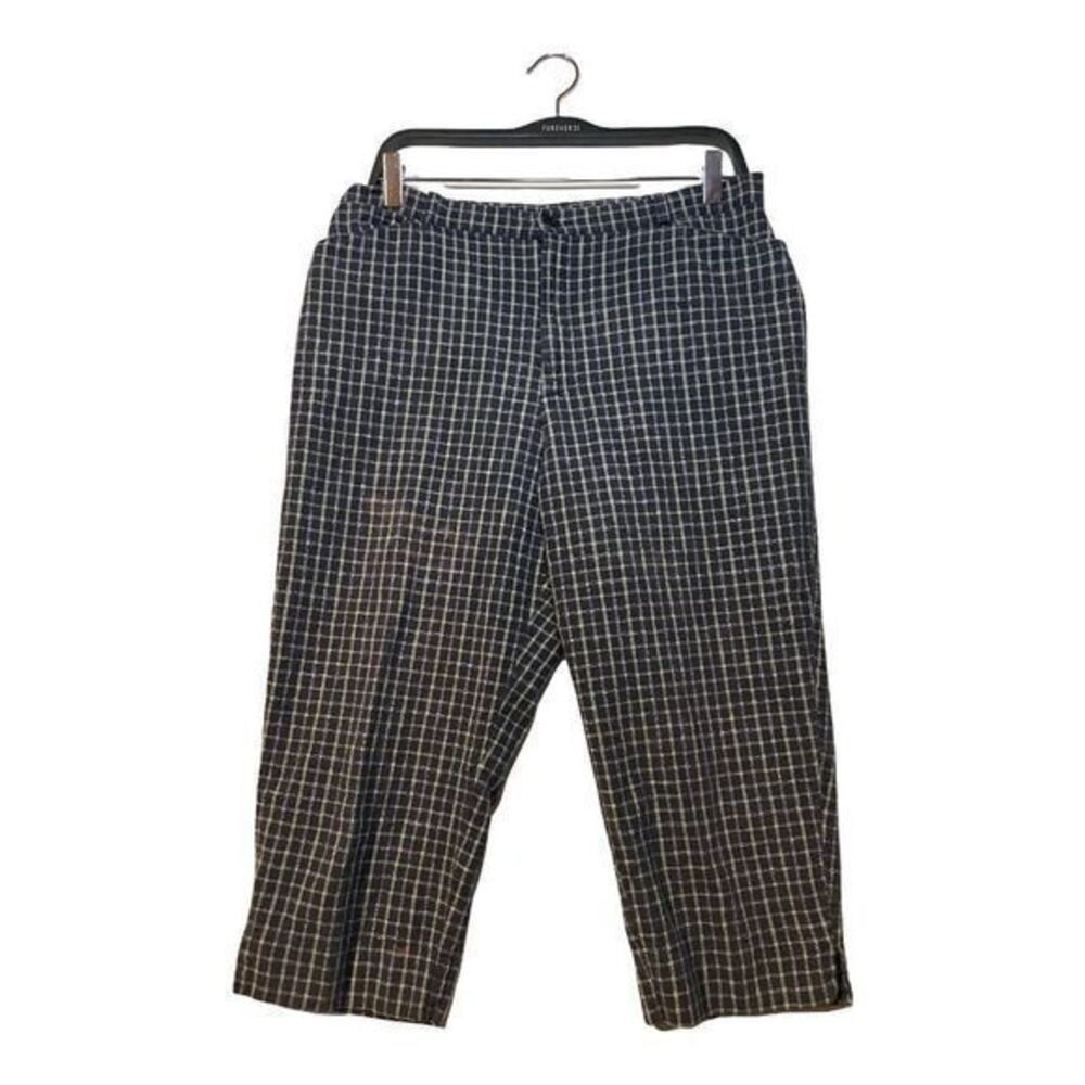 Tribal Capri Pants Womens Size 12 Blue Plaid Linen Summer Golf Preppy Flawed